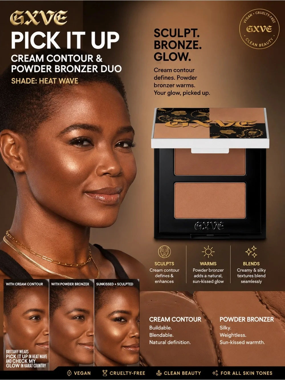 GXVE Pick It Up Cream Contour & Powder Bronzer Duo - Heat Wave